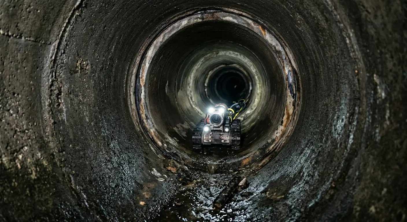 Robotic sewer camera inspecting pipe interior for Sewer Line Repair in Cleveland Heights
